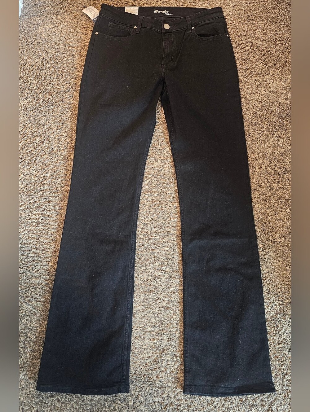 NWT WRANGLER Black Western Bootcut Mid Rise Denim Womens Jeans 31/11 x 36